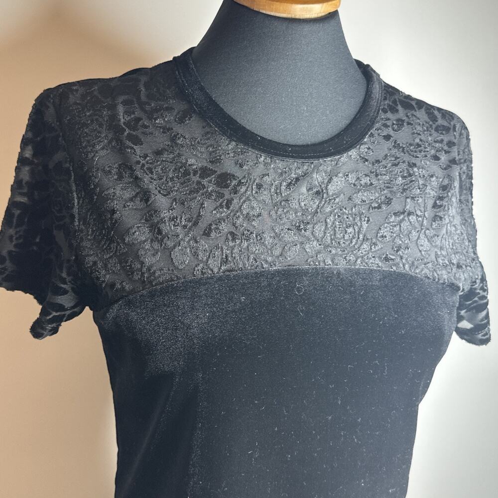 Vintage Y2K 90s My Michelle Floral Velvet Baby Tee Shirt Sz M Whimsigoth Witchy - Picture 6 of 9